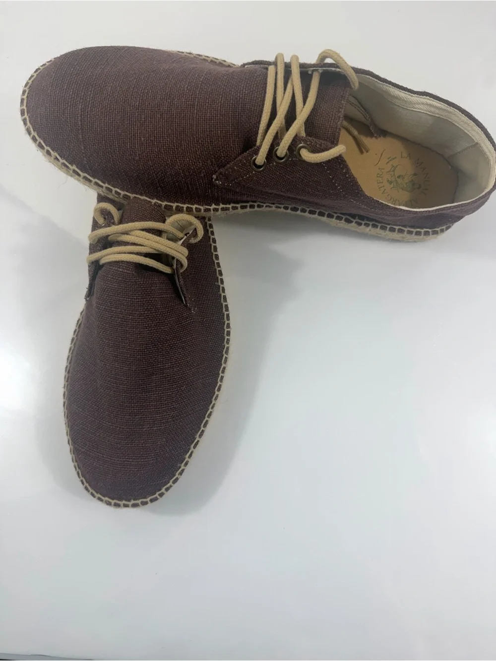 La Manual Alpargatera Men’s Handmade Espadrilles Burgundy Brown EU 45. US 11.5